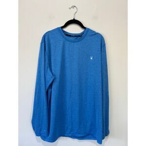 Spyder mens rash guard shirt size L blue long sleeve swim surf